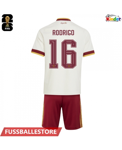 Günstige Spanien Rodri Hernandez #16 Auswärts Trikotsatzt Kinder WM 2026 Kurzarm (+ Kurze Hosen)